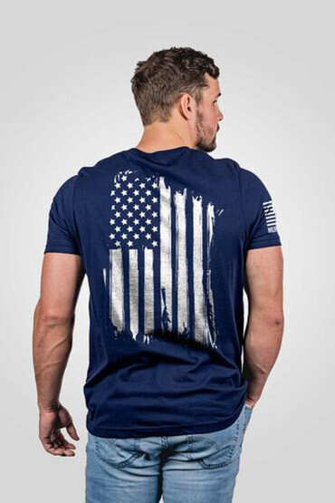 Nine Line America Short Sleeve T-Shirt in midnight navy, rear view